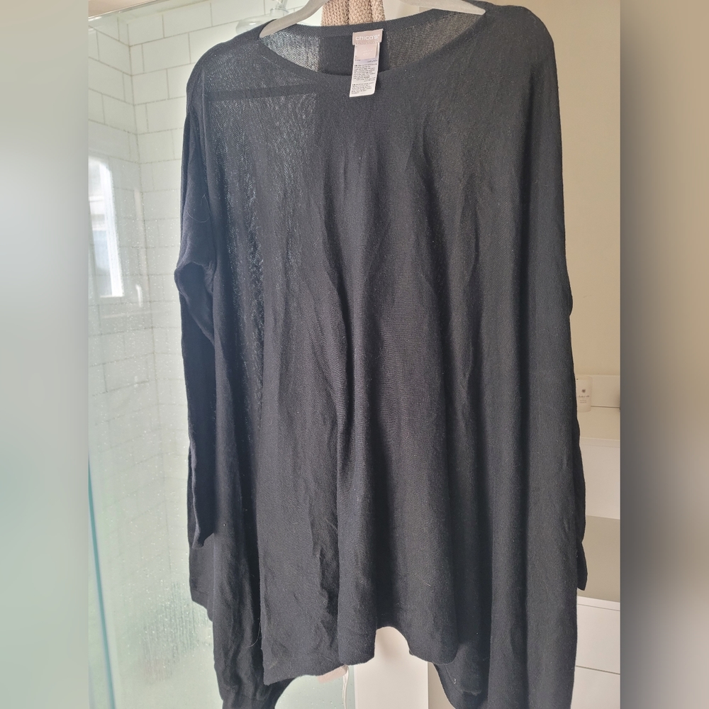 Chico’s Loose Bat Wing Dolman Poncho In Black